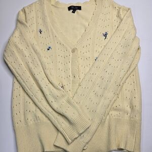 Light Yellow Cardigan with Embroidered Accents